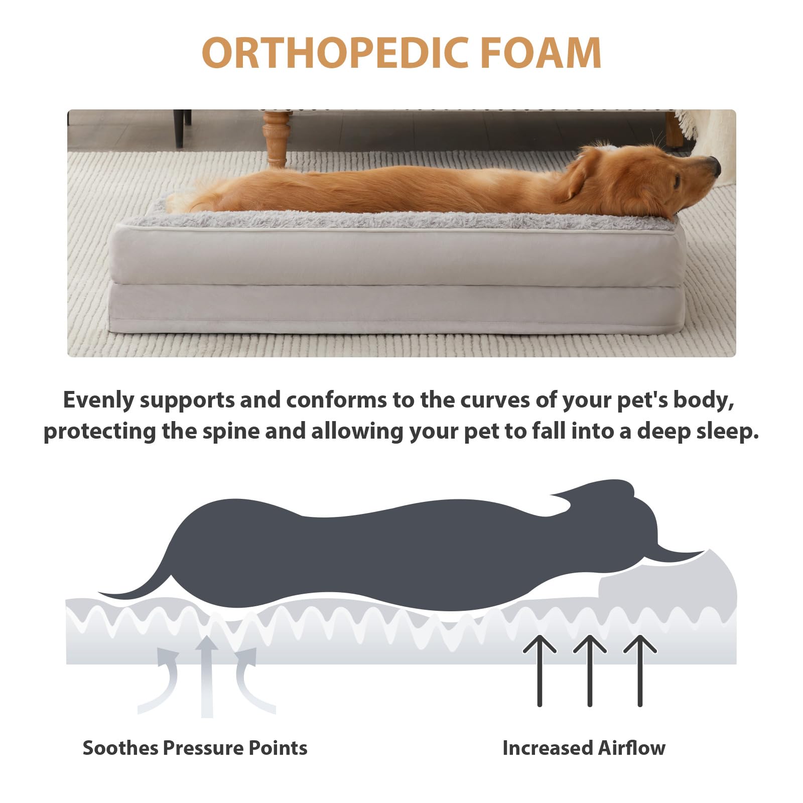BFPETHOME non-slip bottom keeps the bed in place on floors.