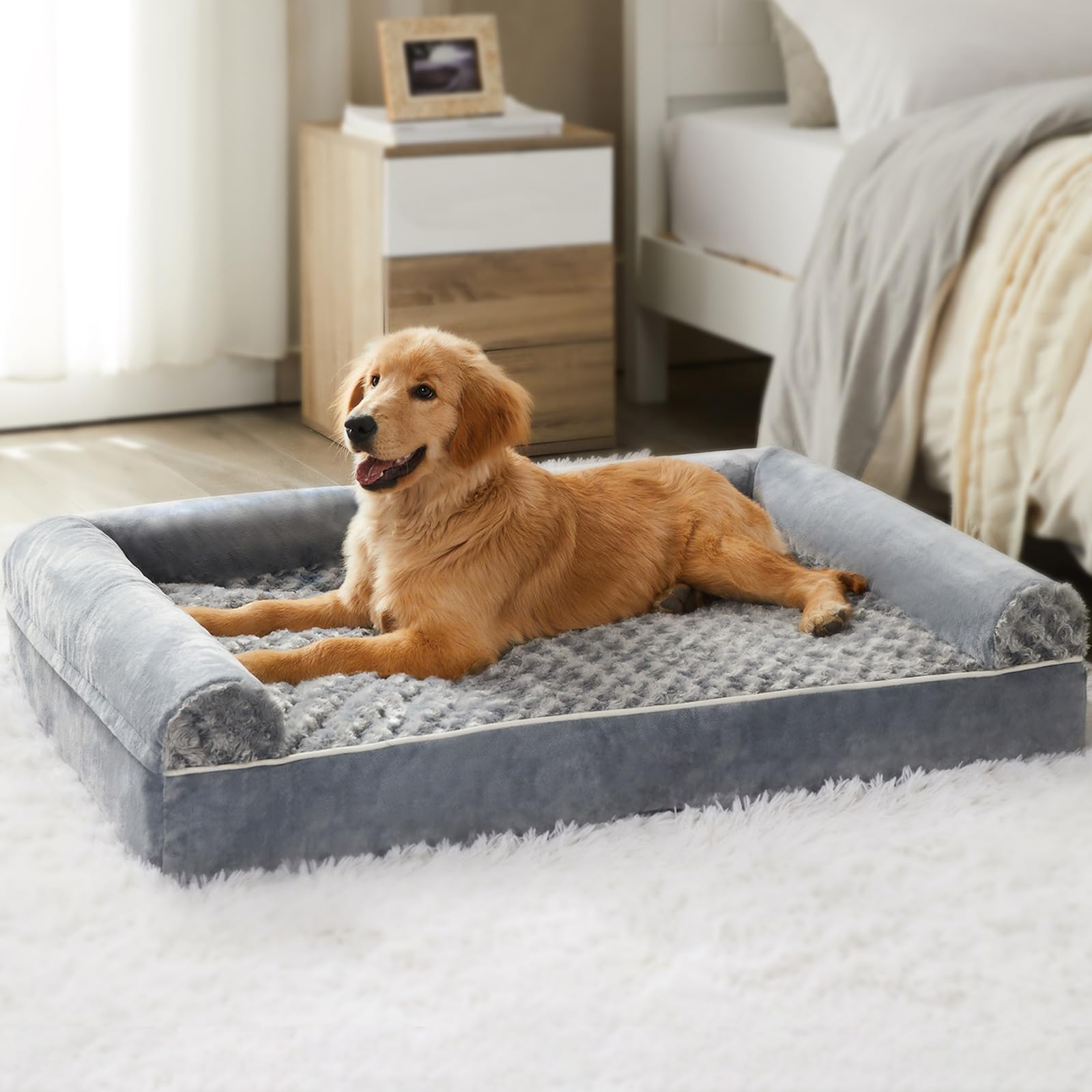 BFPETHOME orthopedic dog bed foam closeup showing high-density support for joints