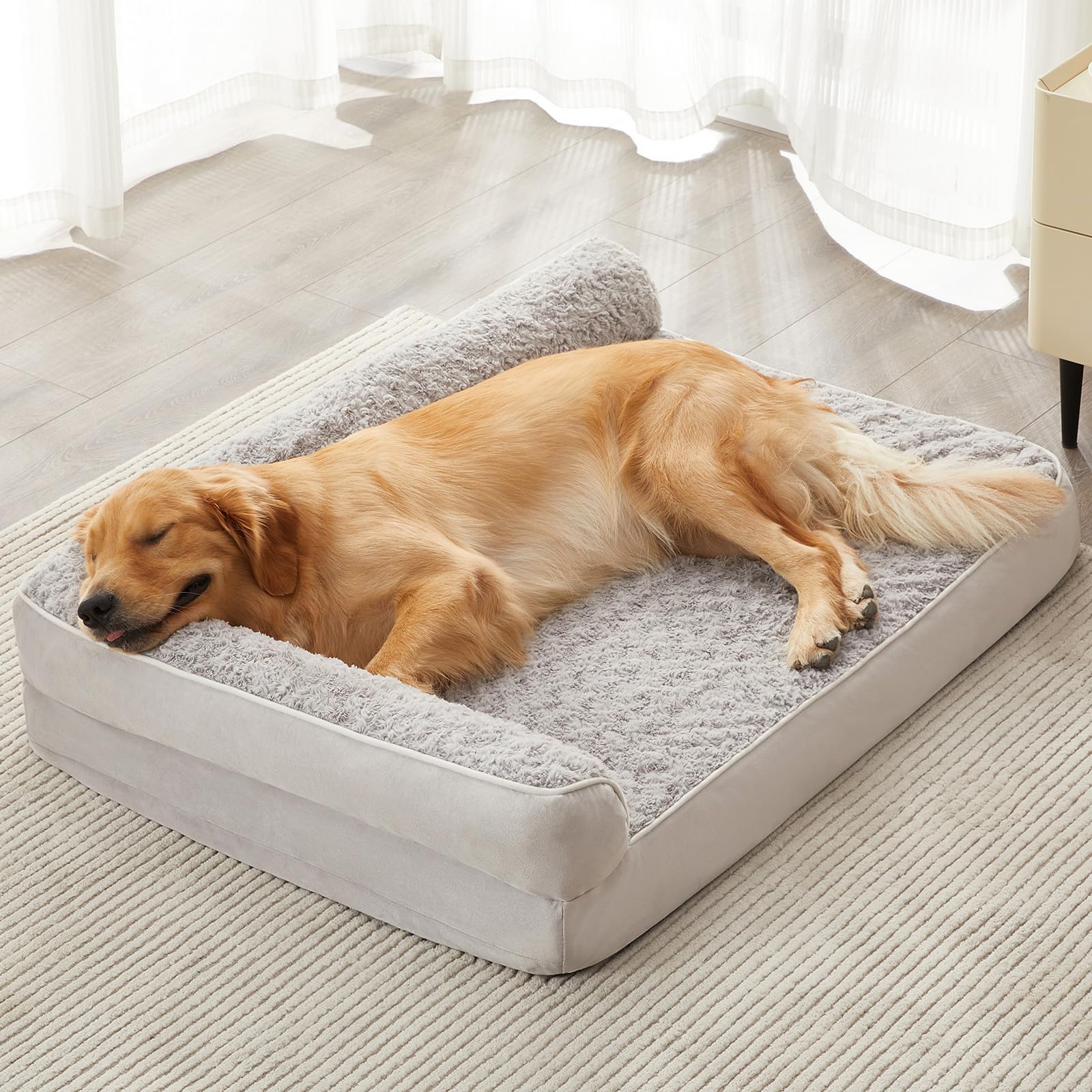 BFPETHOME orthopedic dog bed front view shows supportive cushion for large dogs