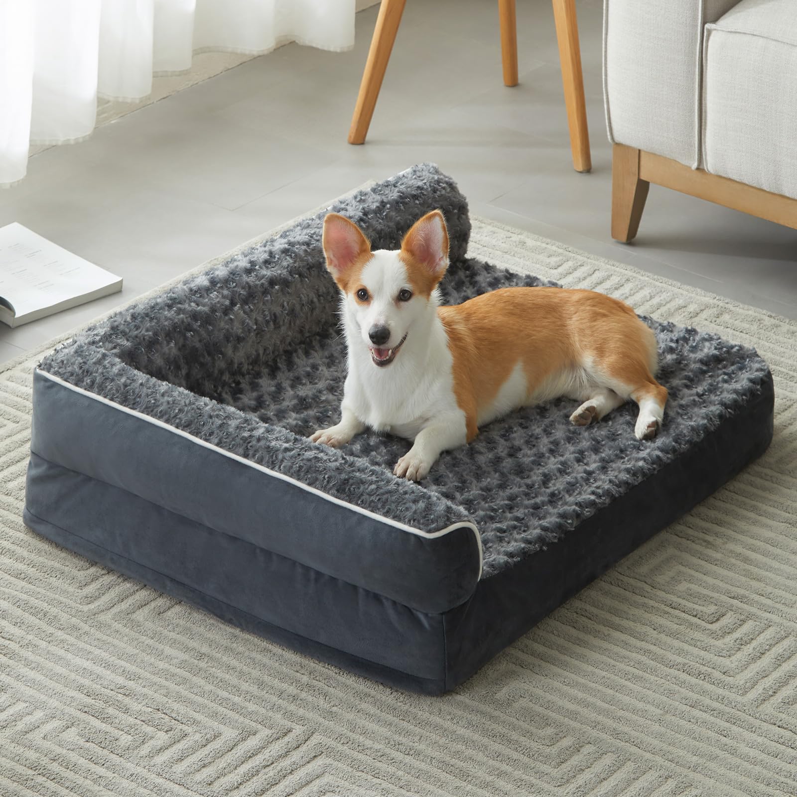 BFPETHOME orthopedic dog bed with plush surface for joint-friendly naps.