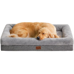 BFPETHOME orthopedic dog bed with bolster sides provides plush support for large dogs.