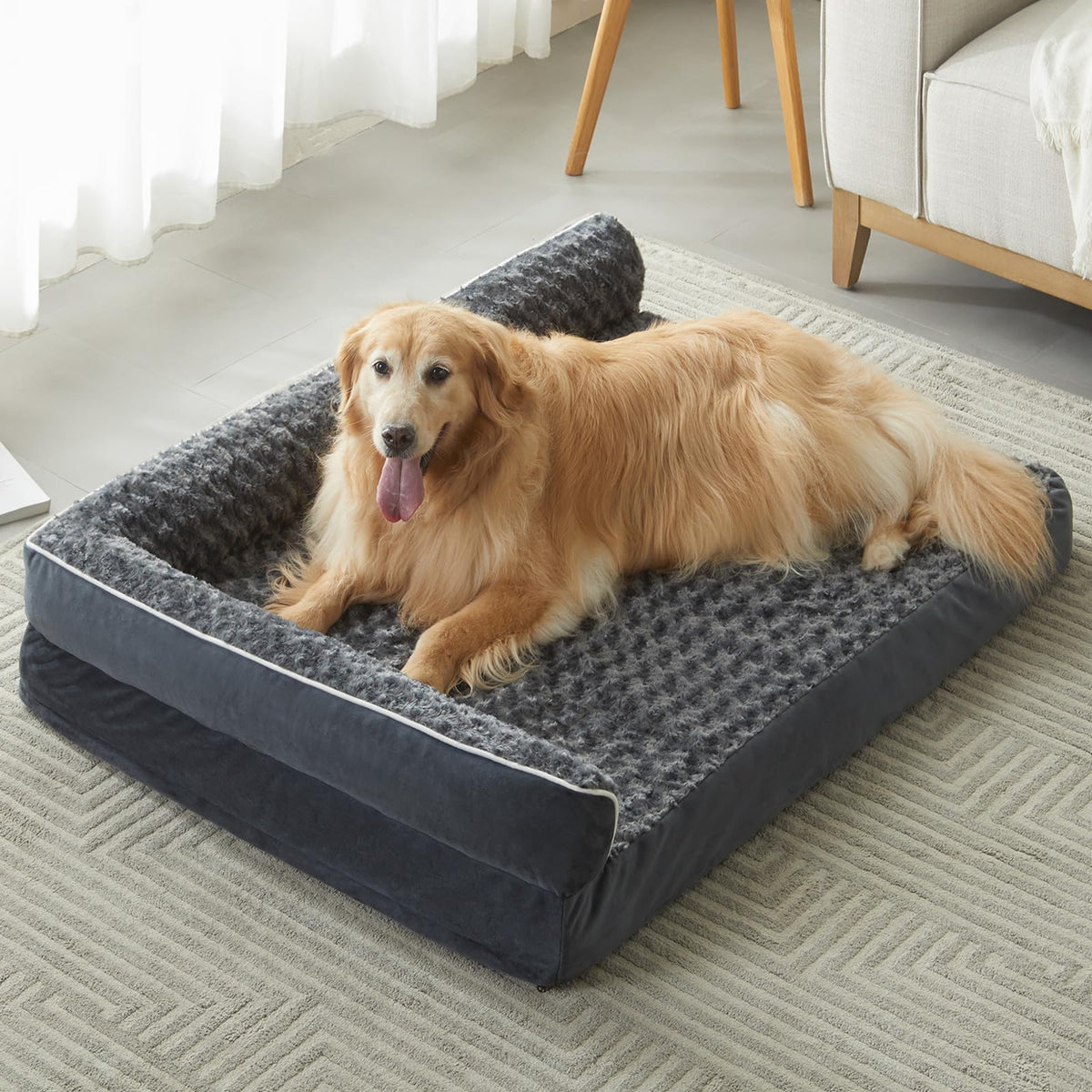 BFPETHOME orthopedic dog bed large foam cushions joints for comfortable rest.