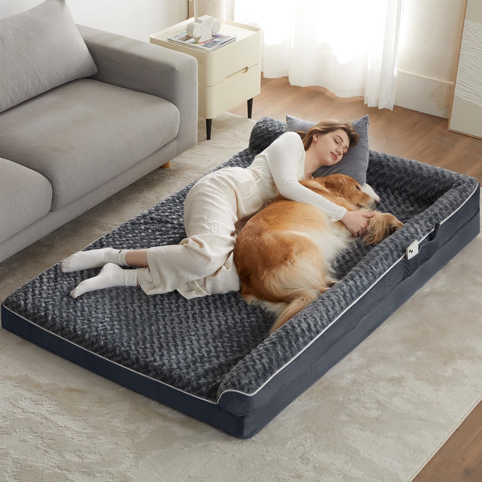 BFPETHOME orthopedic dog bed with waterproof surface supports joints and easy cleaning.