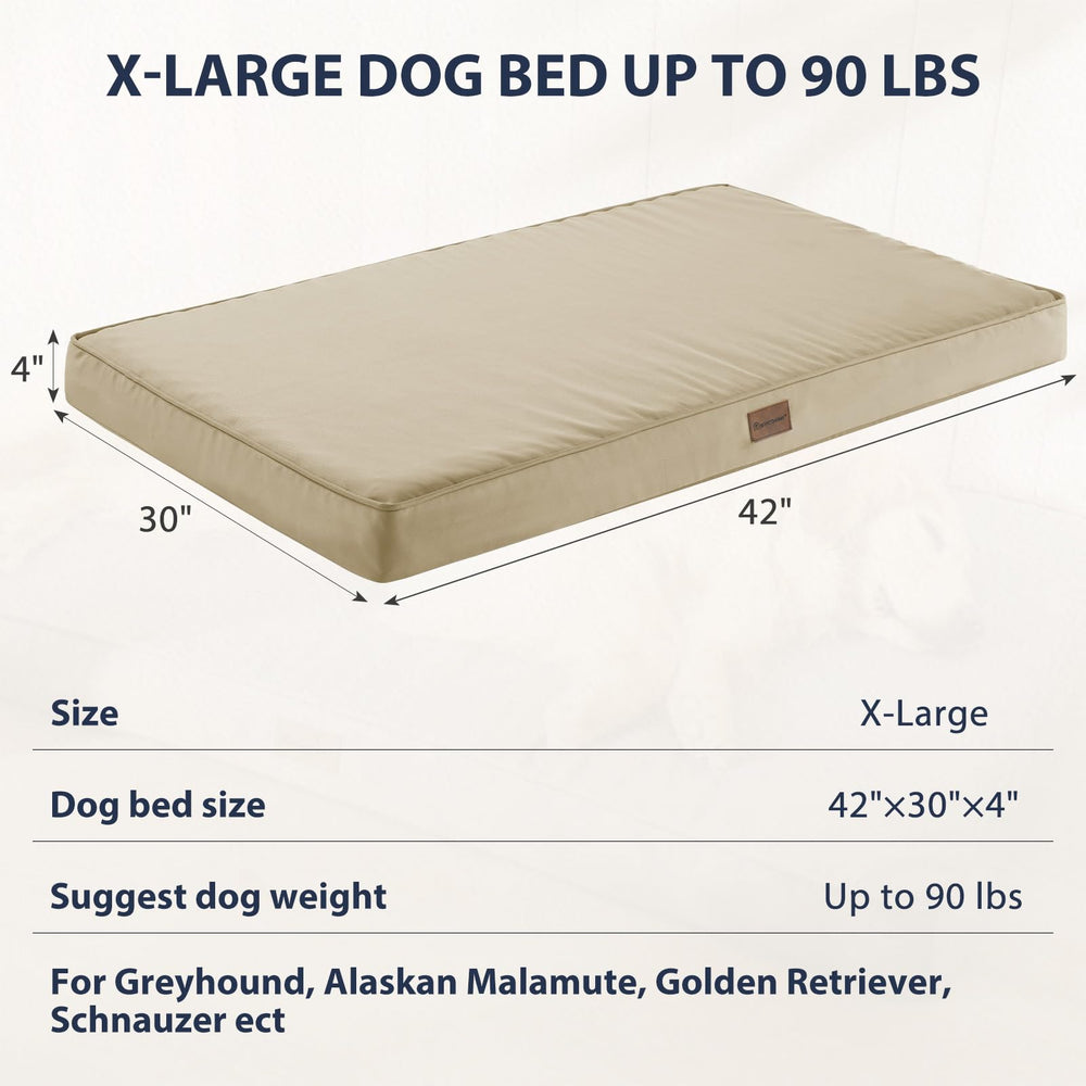 BFPETHOME beige rectangular bed sprawled for large-dog comfort
