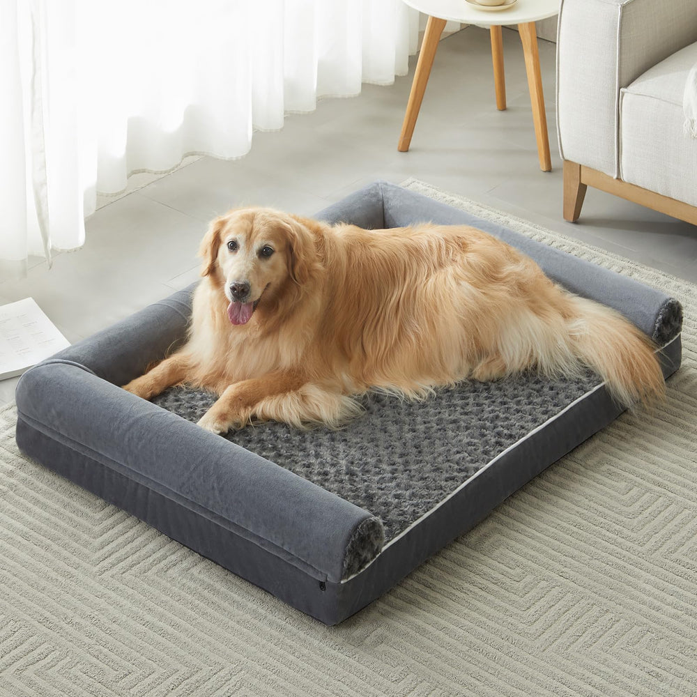 BFPETHOME rose-pattern plush dog bed delivers cozy, calming comfort for anxious dogs.