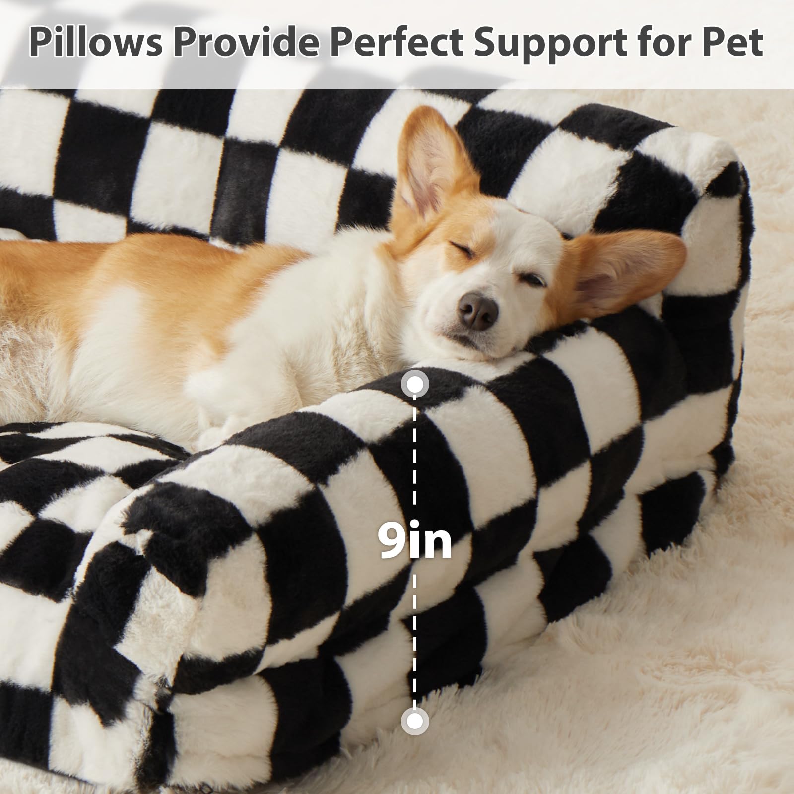 BFPETHOME xl-sized dog couch in-use with large dogs lounging comfortably.
