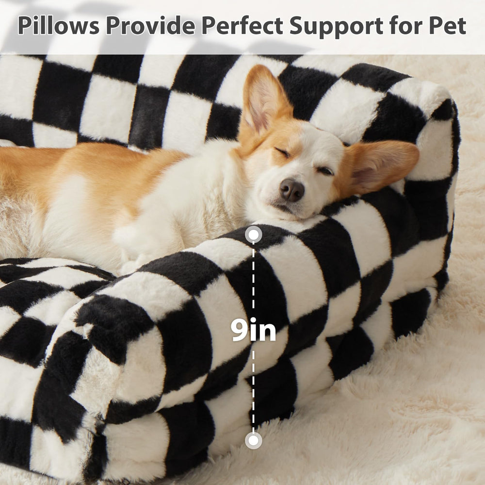BFPETHOME xl-sized dog couch in-use with large dogs lounging comfortably.