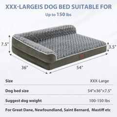 BFPETHOME XXL+ dog bed dimensions 54 by 36 inches for extra-large dogs.