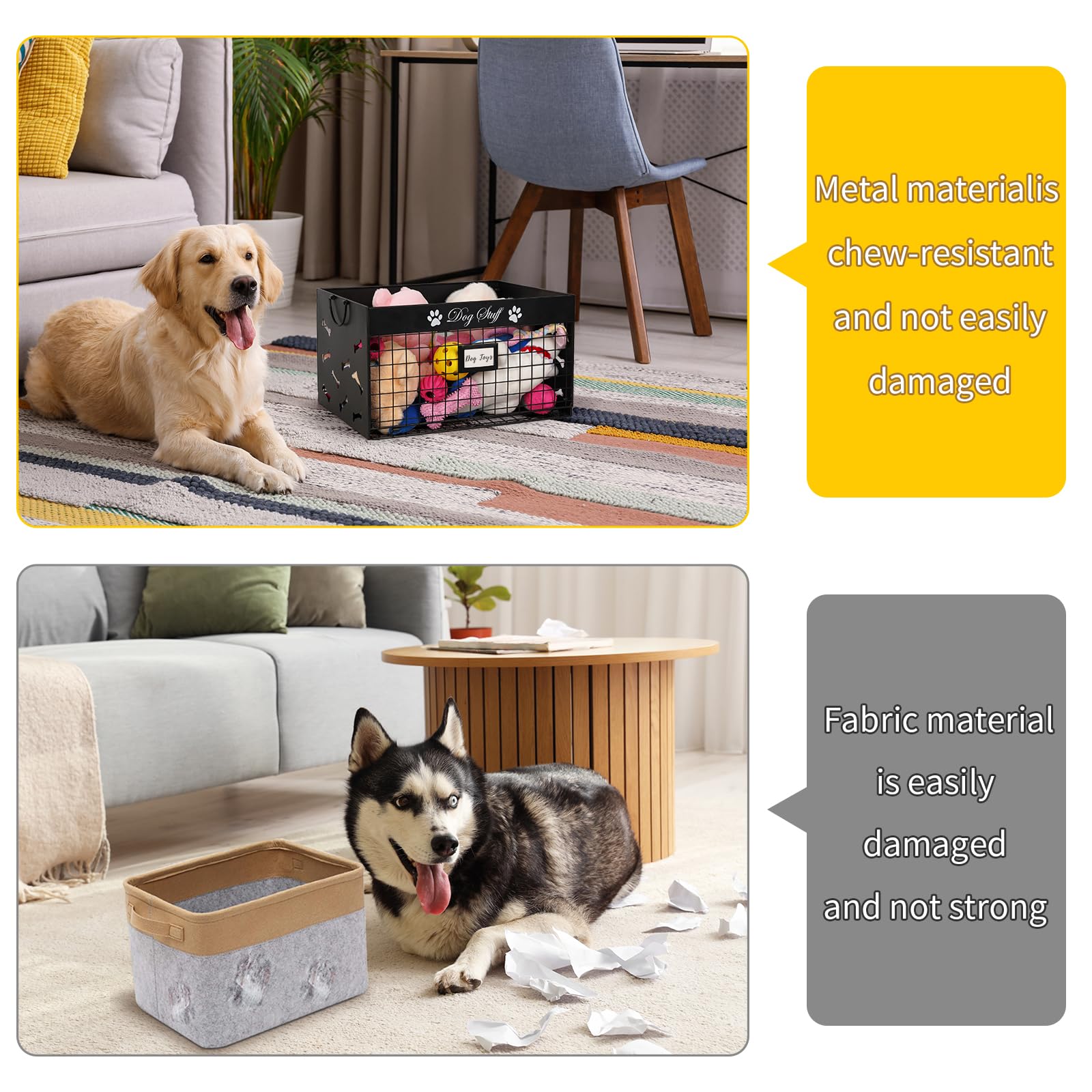 Bfttlity dog toy basket in a living room setting for storage