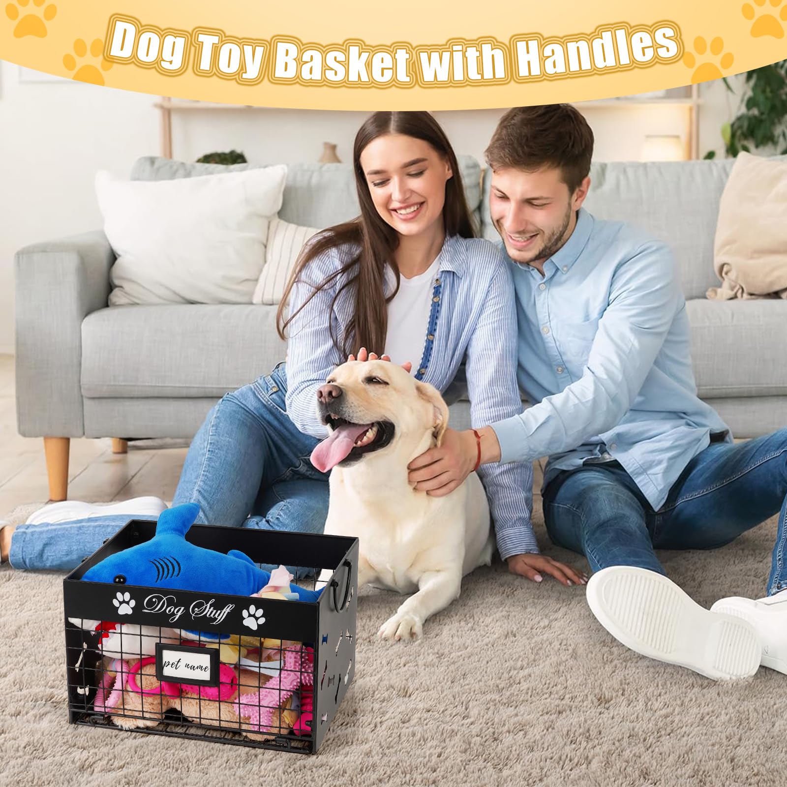 Bfttlity dog toy bin on living room display blending with decor