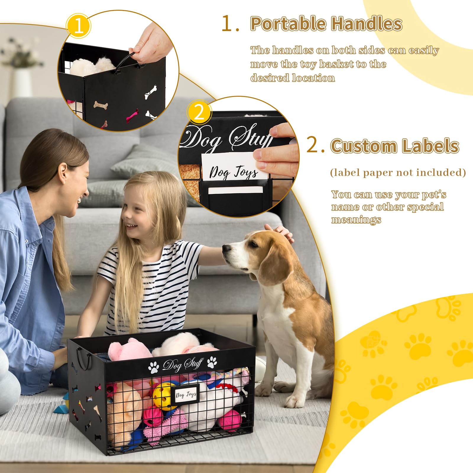 Bfttlity dog toy bin made of durable metal construction
