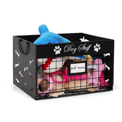 Bfttlity dog toy bin with side handles for easy transport and organized play