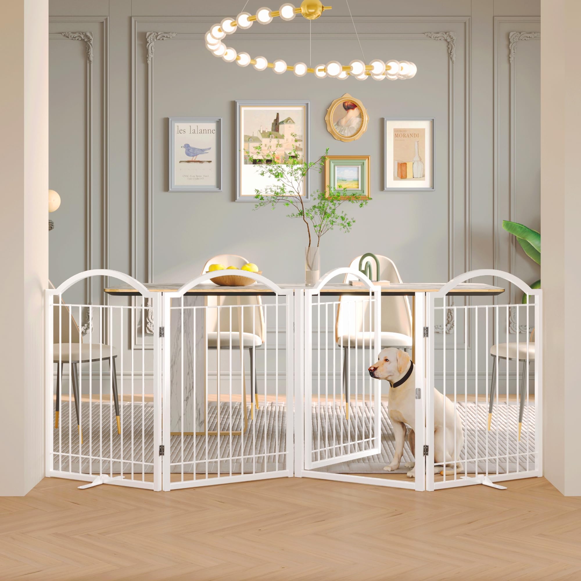 BHG metal no-assembly dog gate 96-wide front view for wide openings