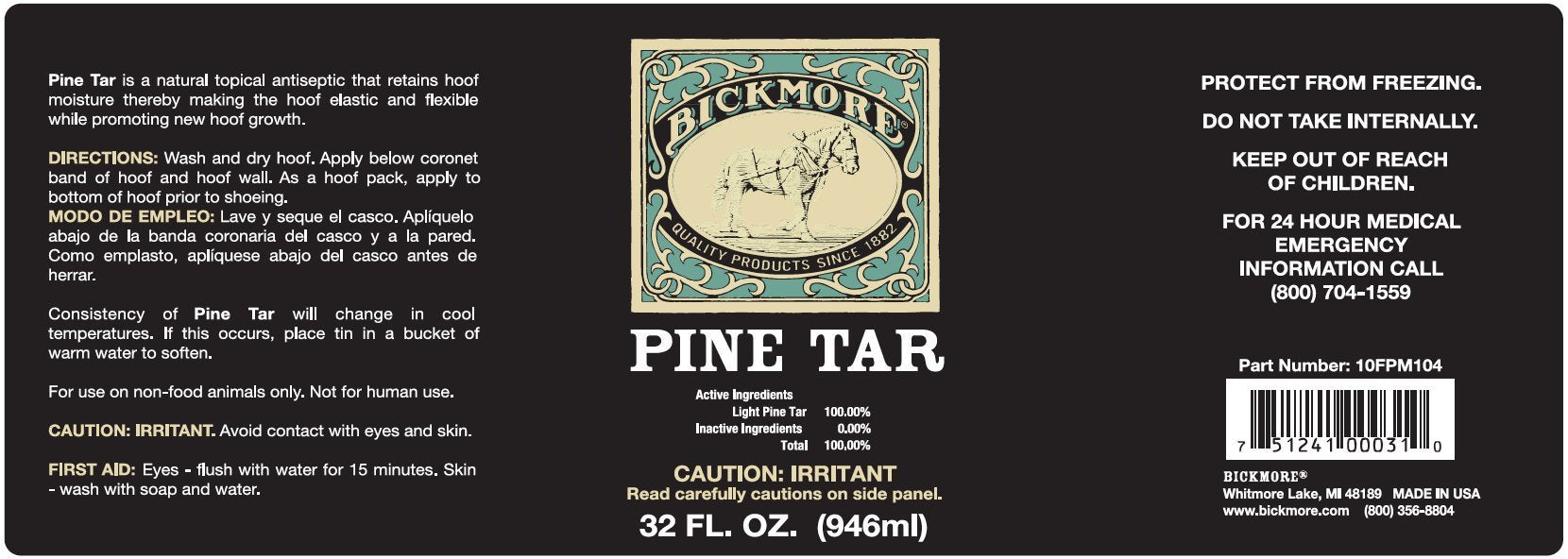 Bickmore Pine Tar hoof care application closeup demonstrates soothing coverage.