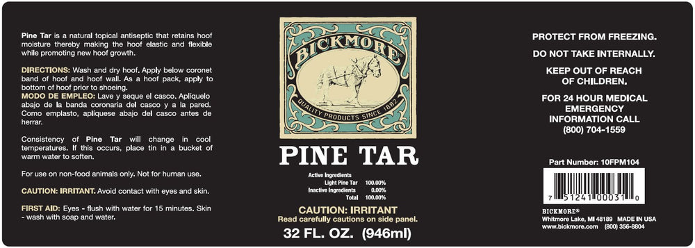 Bickmore Pine Tar hoof care application closeup demonstrates soothing coverage.
