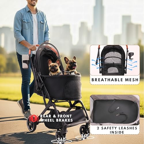 Bicystar pet stroller grey all-terrain wheels close-up highlighting rugged performance