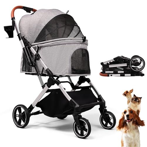 Bicystar pet stroller front view with all-terrain wheels for smoother outdoor rides