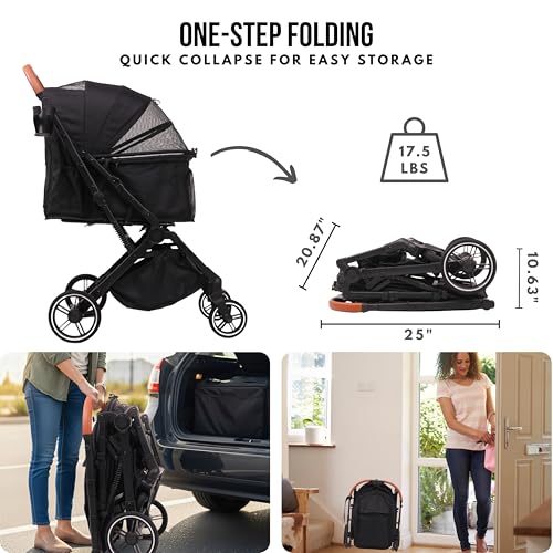 Bicystar pet stroller side view showing roomy interior for pets up to 45 lbs