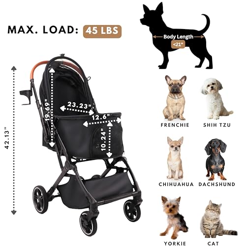 Bicystar pet stroller grey storage basket and cup holder highlight added convenience