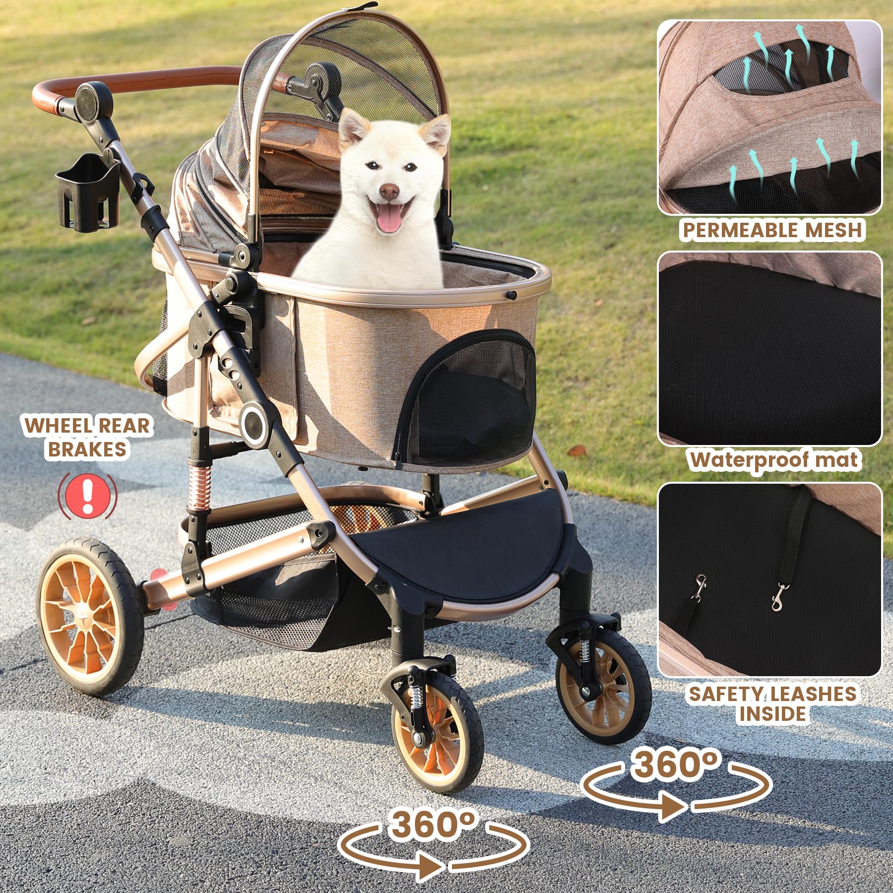 bicystar pet stroller lightweight 21lbs for simple lifting