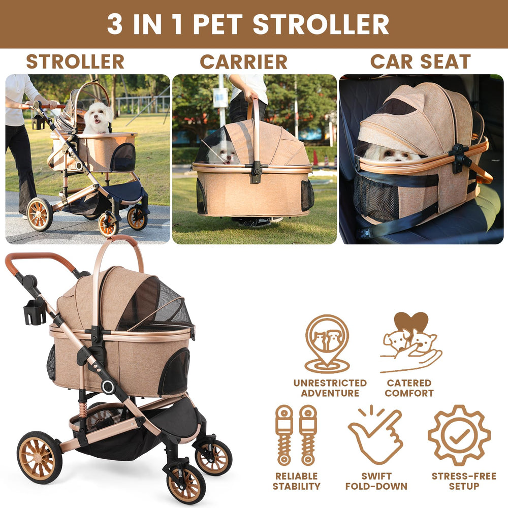 bicystar pet stroller one-touch brake engaged for safety stops