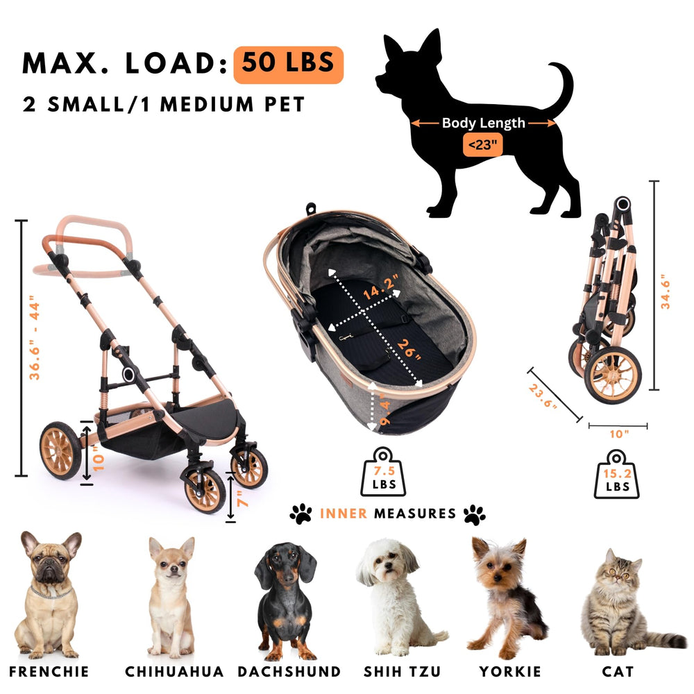 Bicystar pet stroller safety brake system for secure walks.