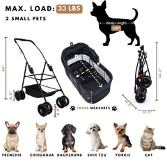 Bicystar pet stroller side view with detachable carrier for versatile use.