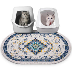 Bienbee cat litter mat 33x22 blue with non-slip bottom protects floors and reduces spills.