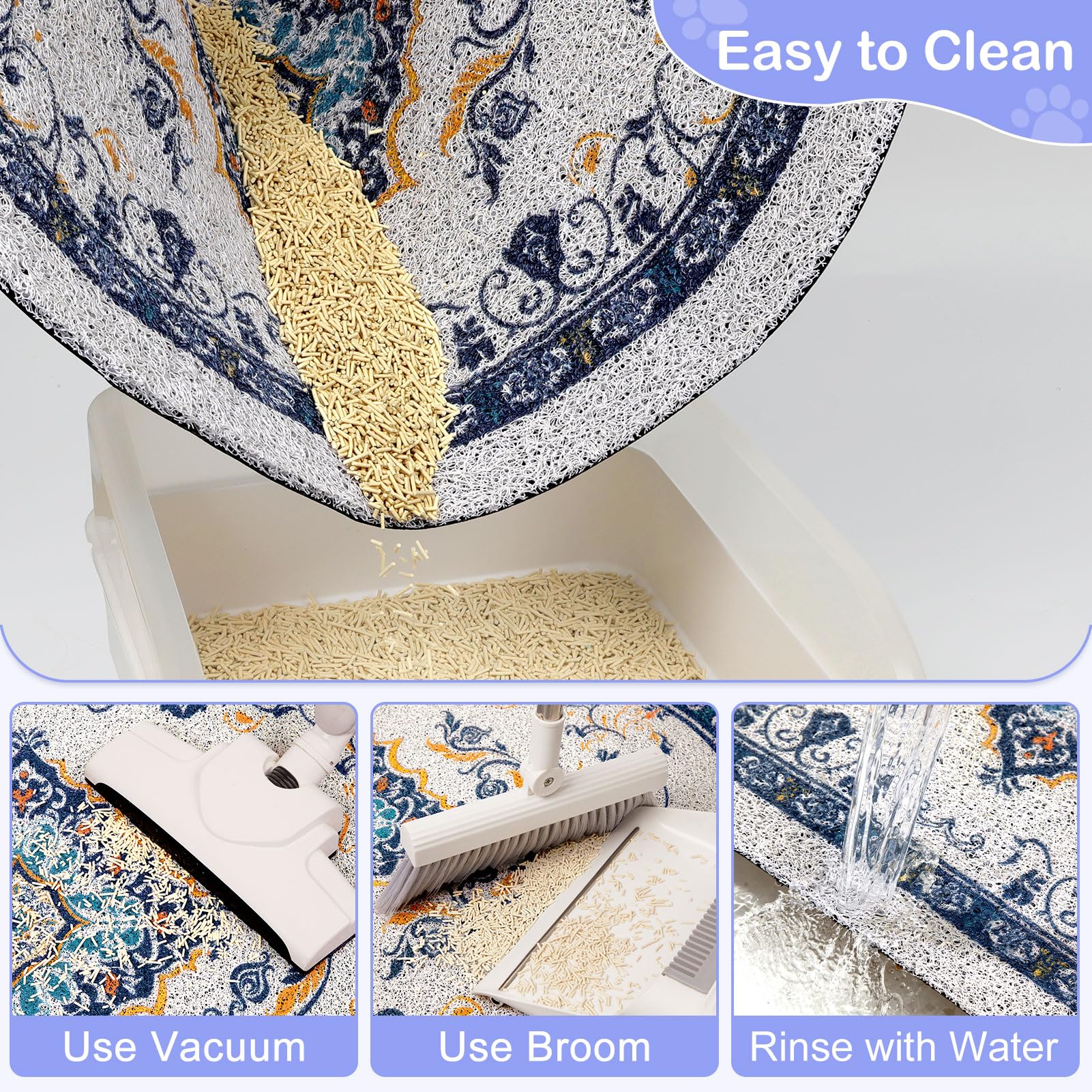 Bienbee cat litter mat soft PVC surface offers paw-friendly comfort.