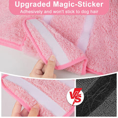 Bienbee dog bathrobe adjustable sticker system enables easy on-off and secure fit.