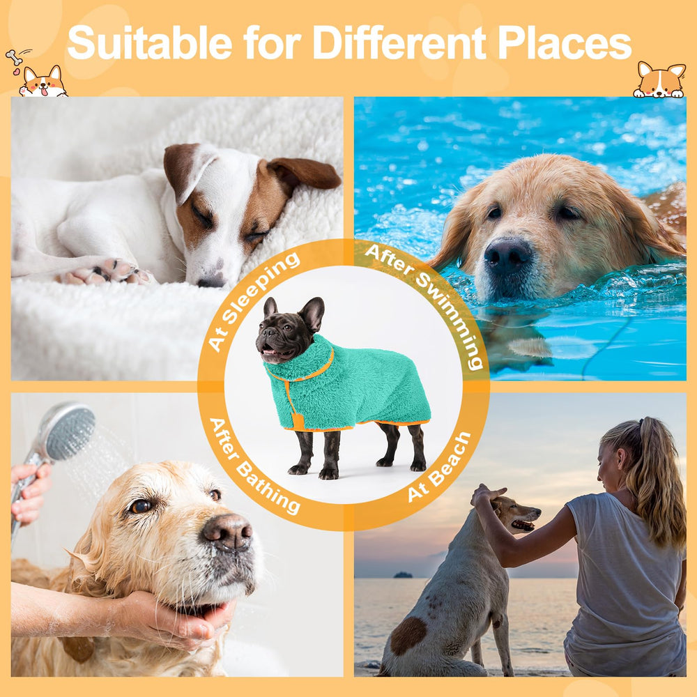 Bienbee bathrobe after-bath use helps dry fur and reduce mess