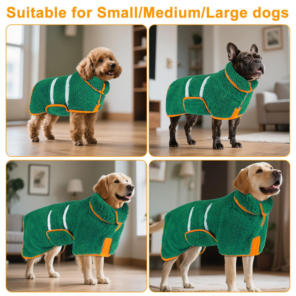 Bienbee dog bathrobe drying after bath speeds up air-drying and reduces mess.