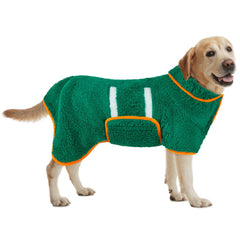 Bienbee dog bathrobe front view highlights quick-dry, absorbent fabric.
