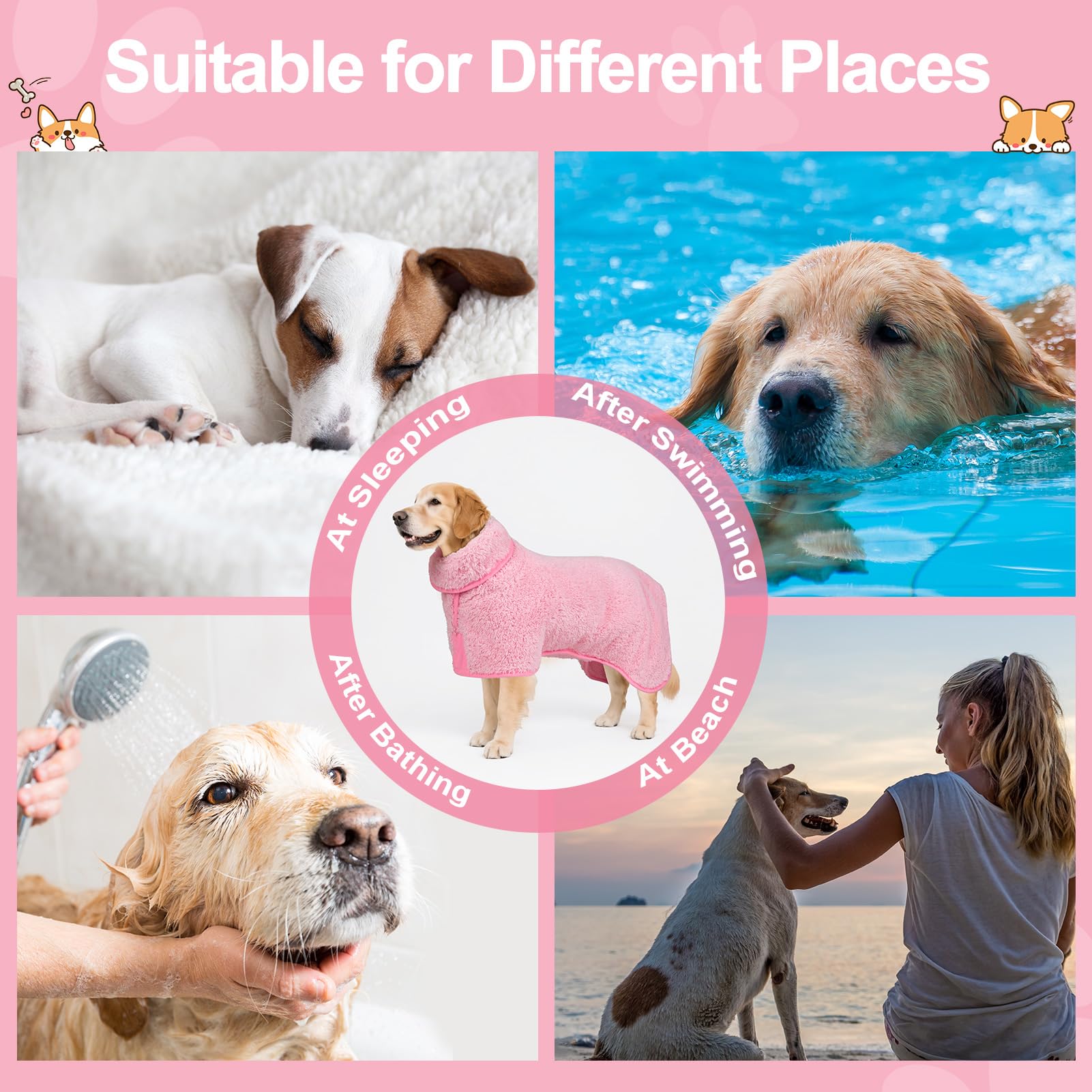 Bienbee dog bathrobe size-xl demonstrates fit for larger dogs and warmth.