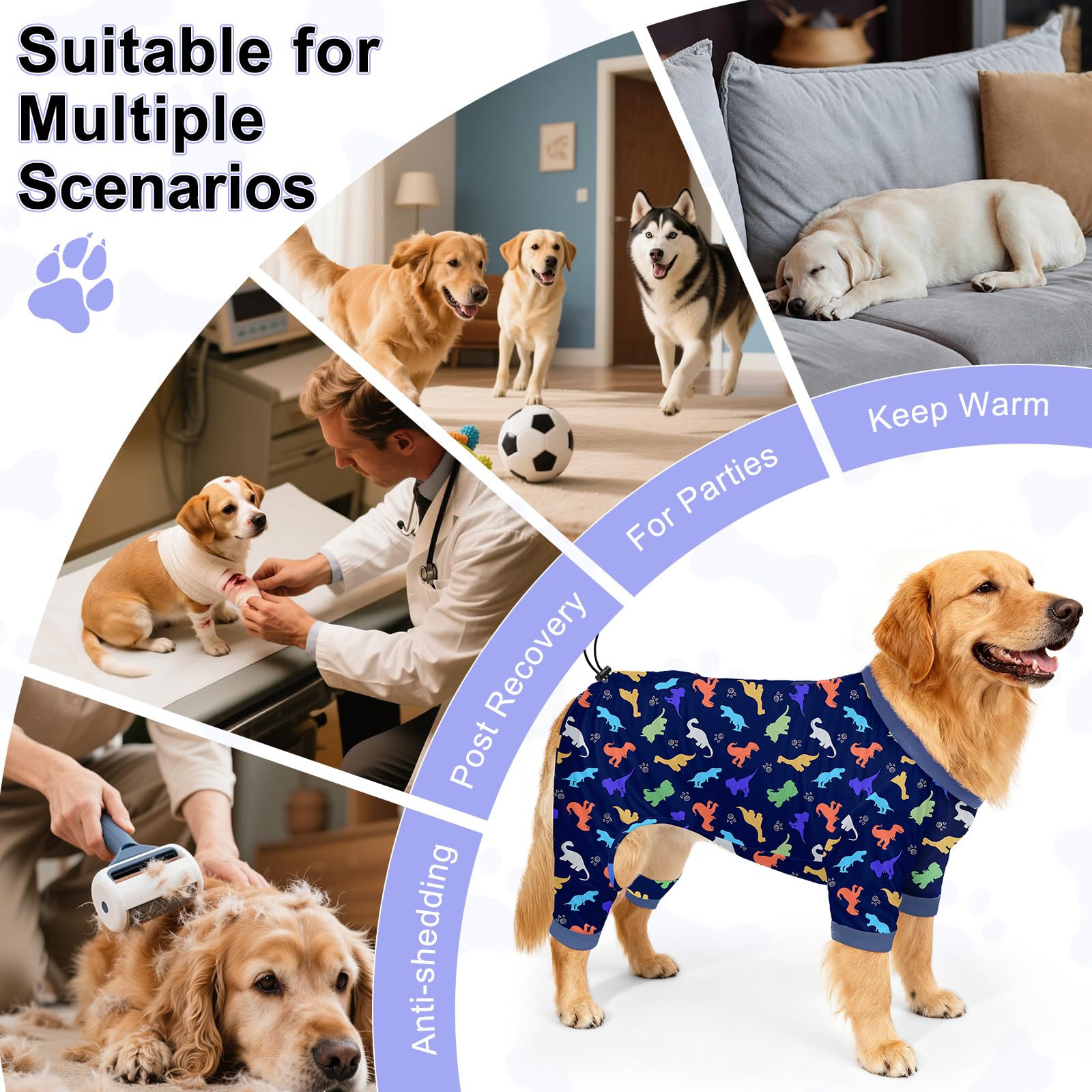 Bienbee dog pajamas adjustable back-length feature helps a snug fit.