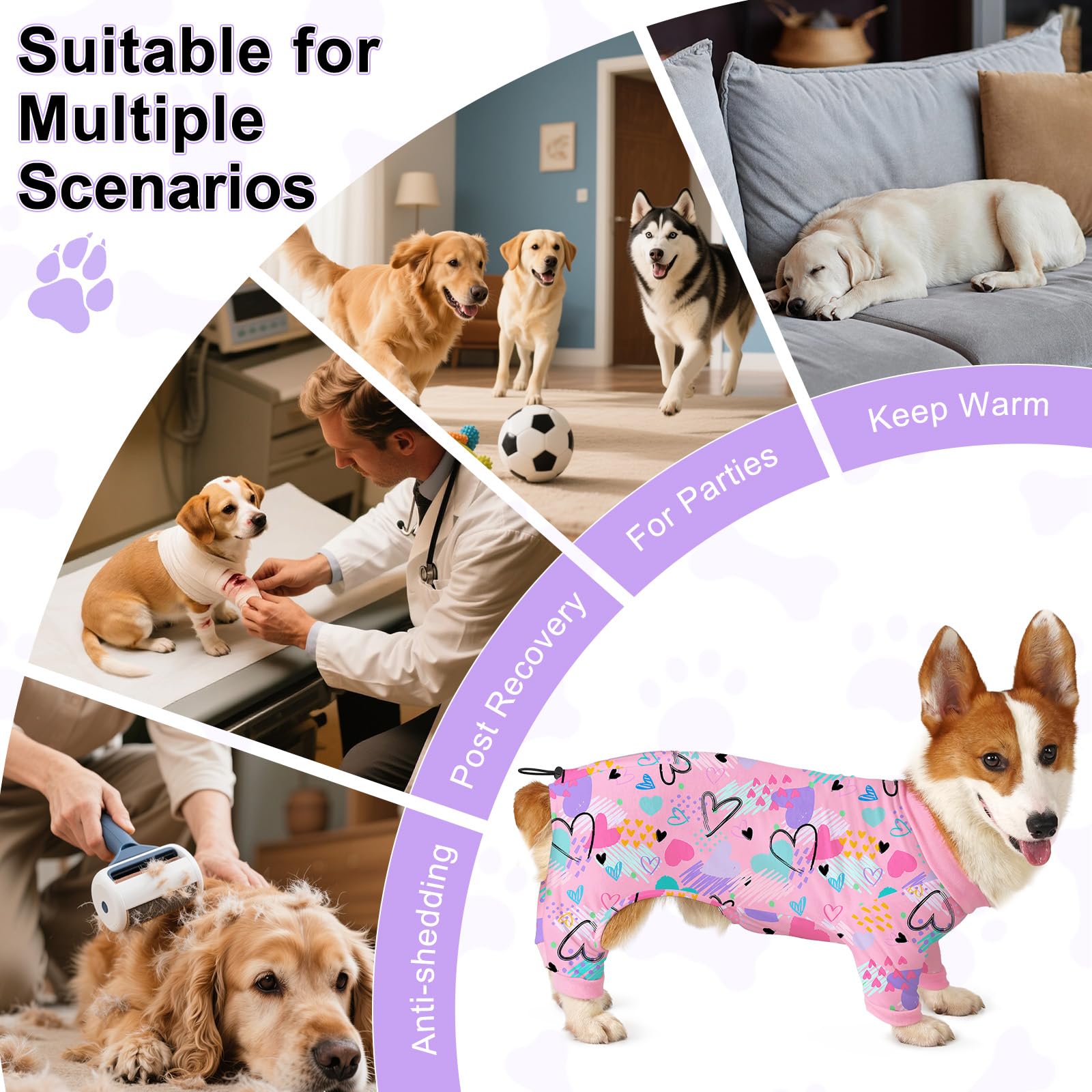 Bienbee dog pajamas back-length adjustable design ensures a snug fit.