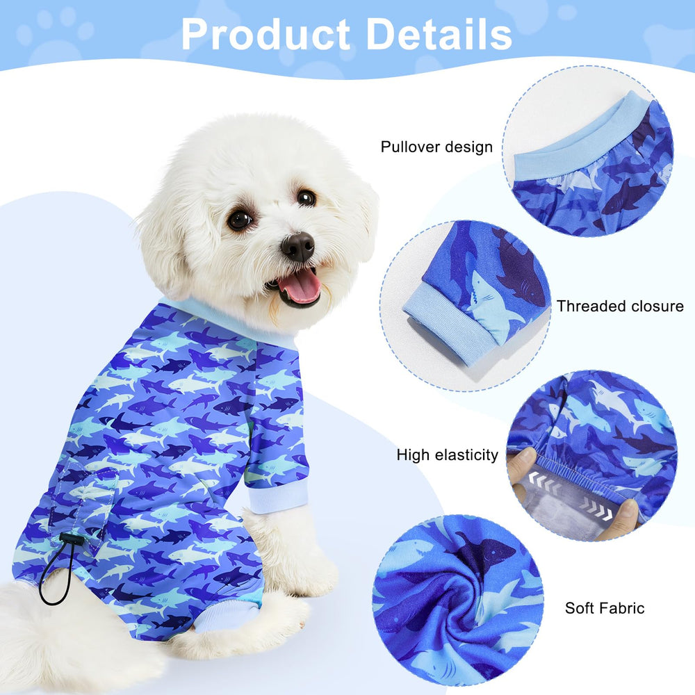 Bienbee dog pajamas back-length adjustable with drawstring for a snug fit.