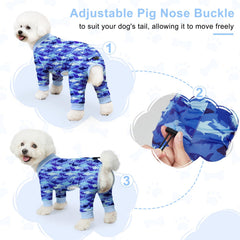 Bienbee dog pajamas duck pattern, bright, breathable outfit for warm days.