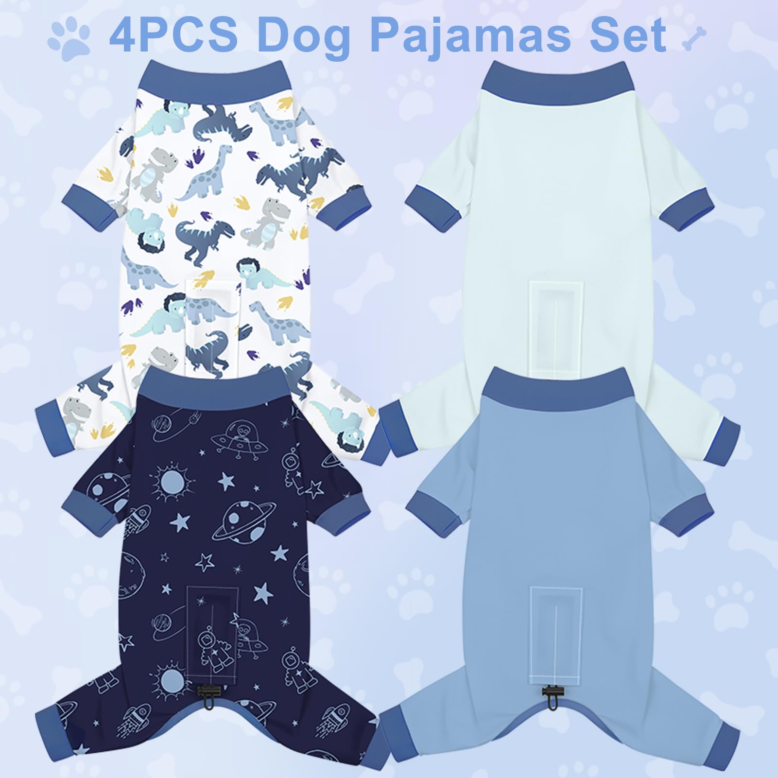 Bienbee dog pajamas dinosaurs pattern at bedtime for dogs