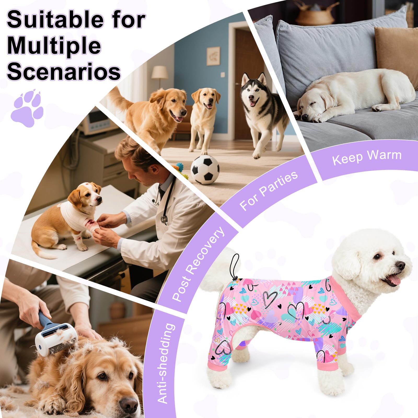 Bienbee dog pajamas pullover design for quick on-and-off convenience.
