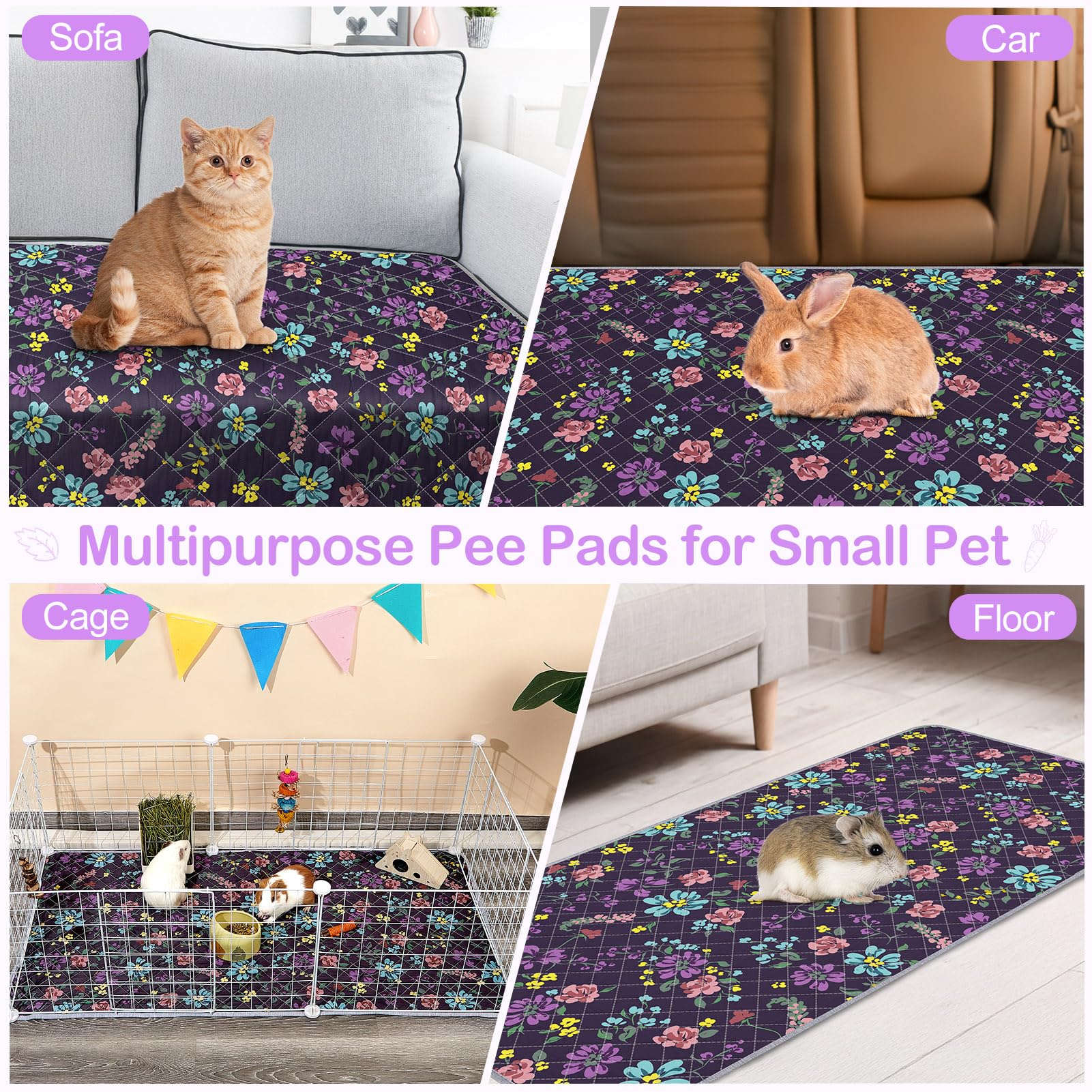 Bienbee guinea pig bedding vintage flowers design brightens small pet setup