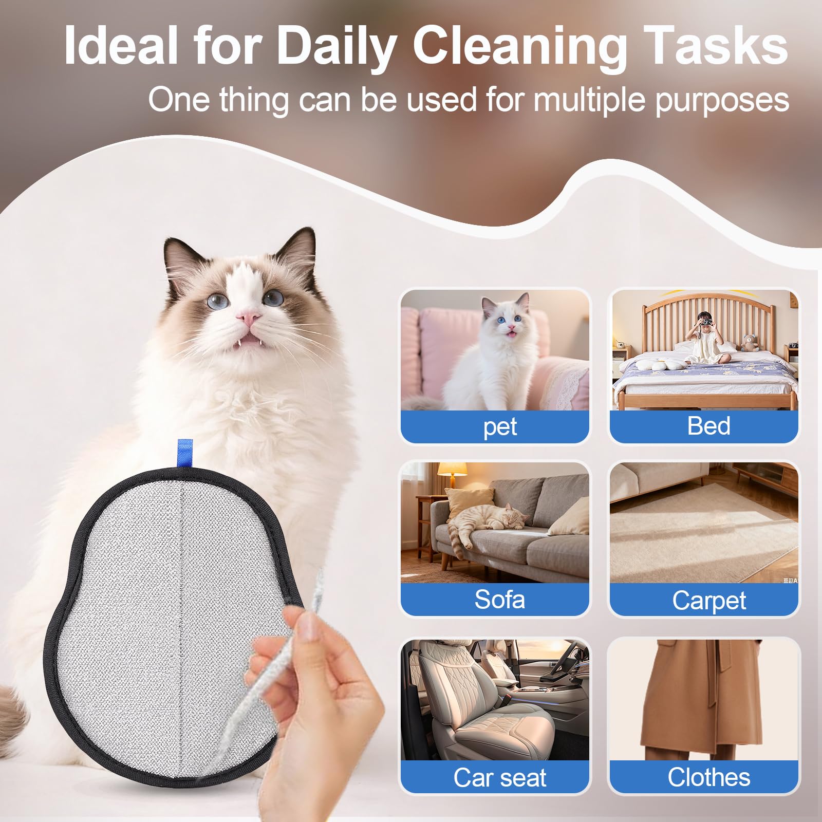 Bifobar pet hair remover glove massaging a cat for gentle grooming