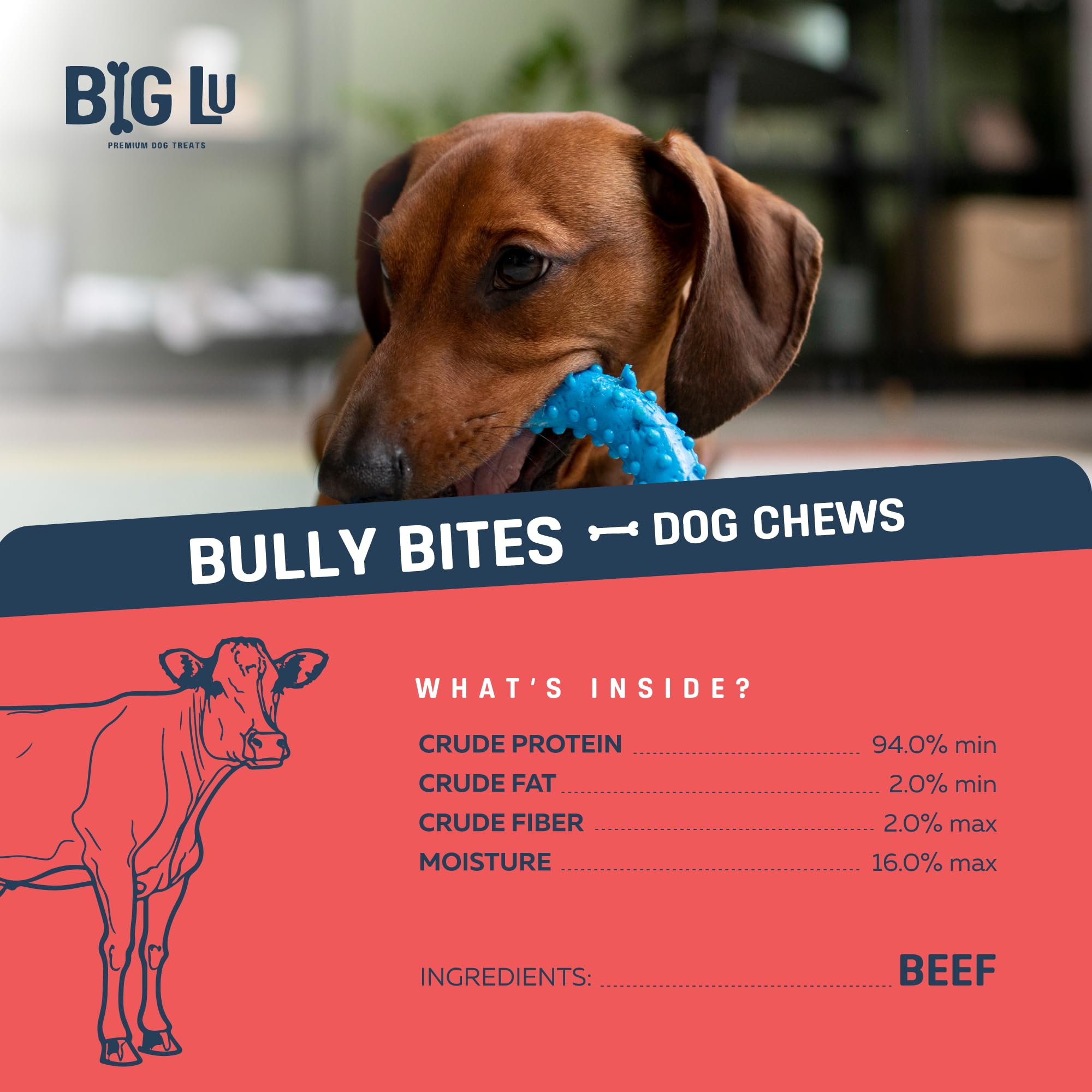 Big Lu bully sticks thin sticks ideal for small dogs snack.