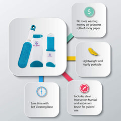 Big Bang Paws travel-size brush pictured for on-the-go pet hair removal.