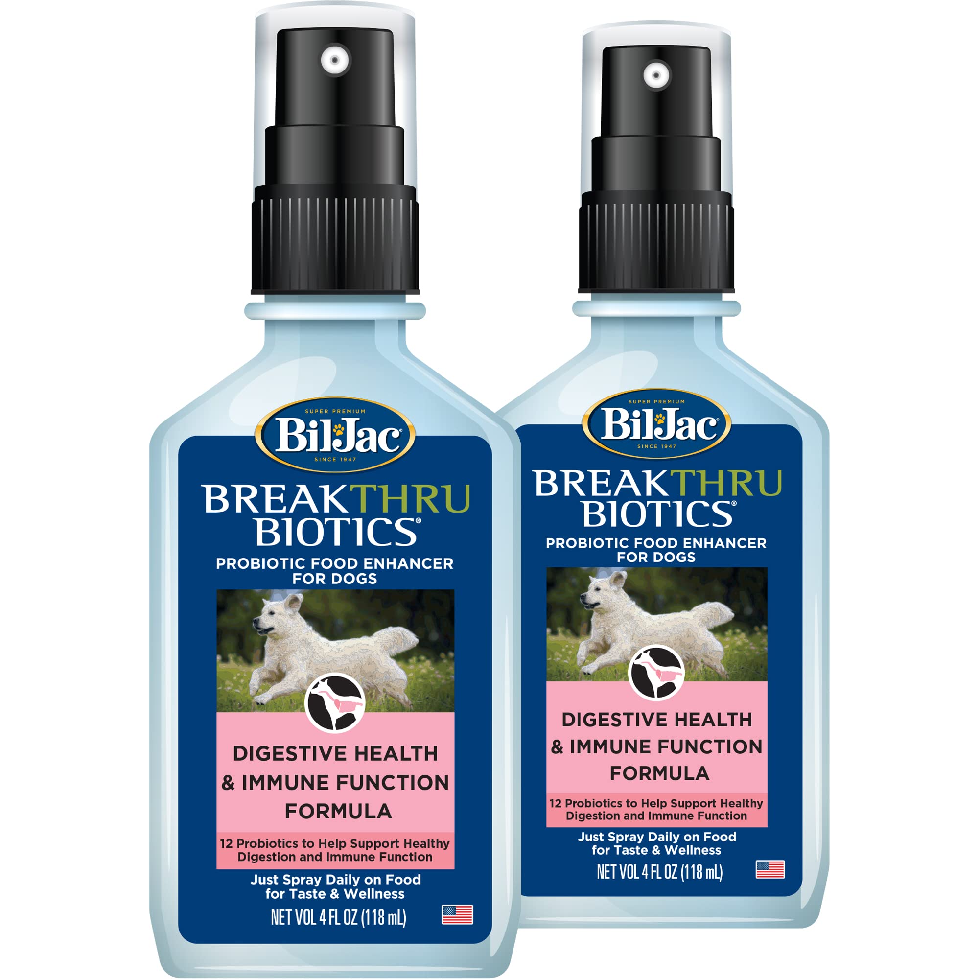 Bil-Jac BreakThru Biotics probiotic spray bottle boosts digestion support for dogs