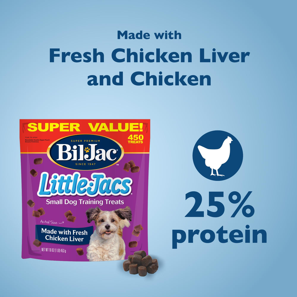 Bil-Jac Little Jacs resealable pouch preserving freshness for ongoing training.