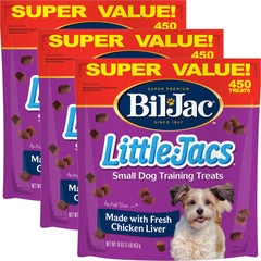 Bil-Jac Little Jacs chicken liver treats closeup, a tasty training reward.
