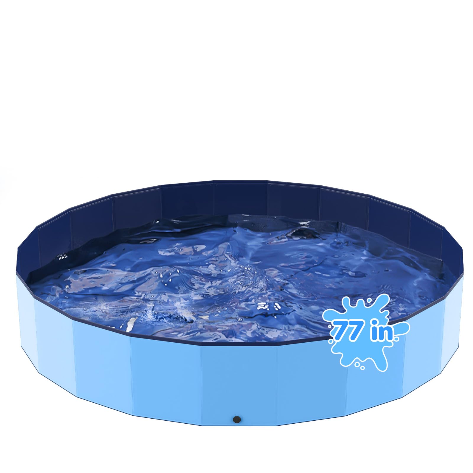 Bilibara 77'' foldable dog pool ready for outdoor cooling and play.