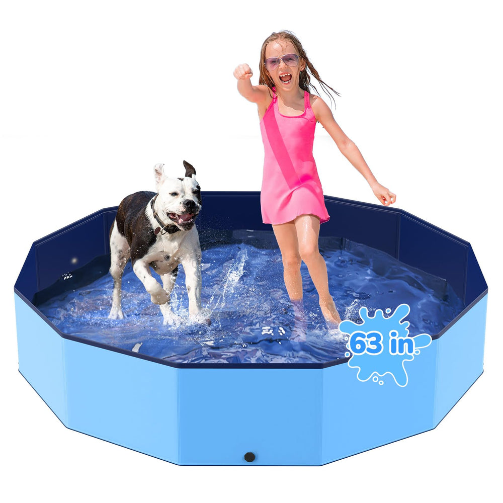 Bilibara 63-inch foldable dog pool open view showcases a spacious cooling space for pets