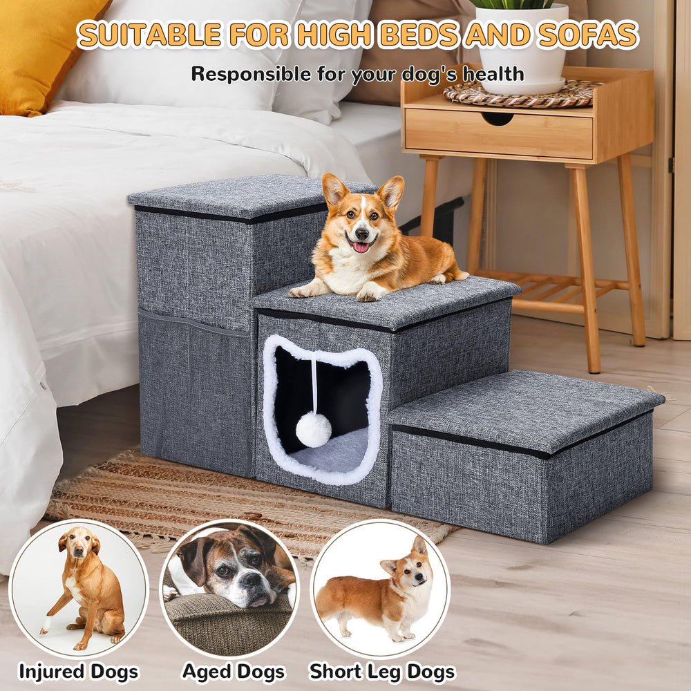 Bilibara dog stairs easy assembly with portable handle